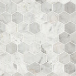 Carrara White 2" Hexagon Honed