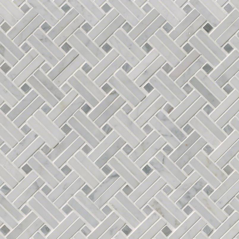 Carrara White Basketweave Pattern 2 Polished