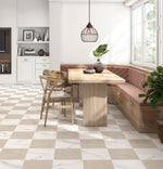 Casa Duet Calacatta Crema Checkered room scene