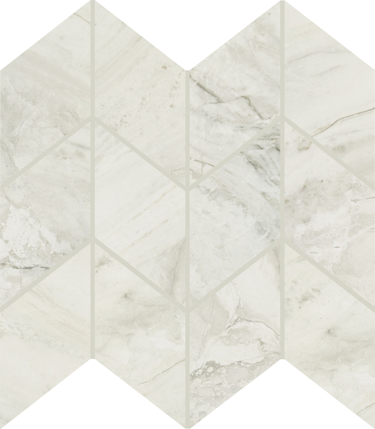 Daltile Famed Iconic marble-look chevron mosaic