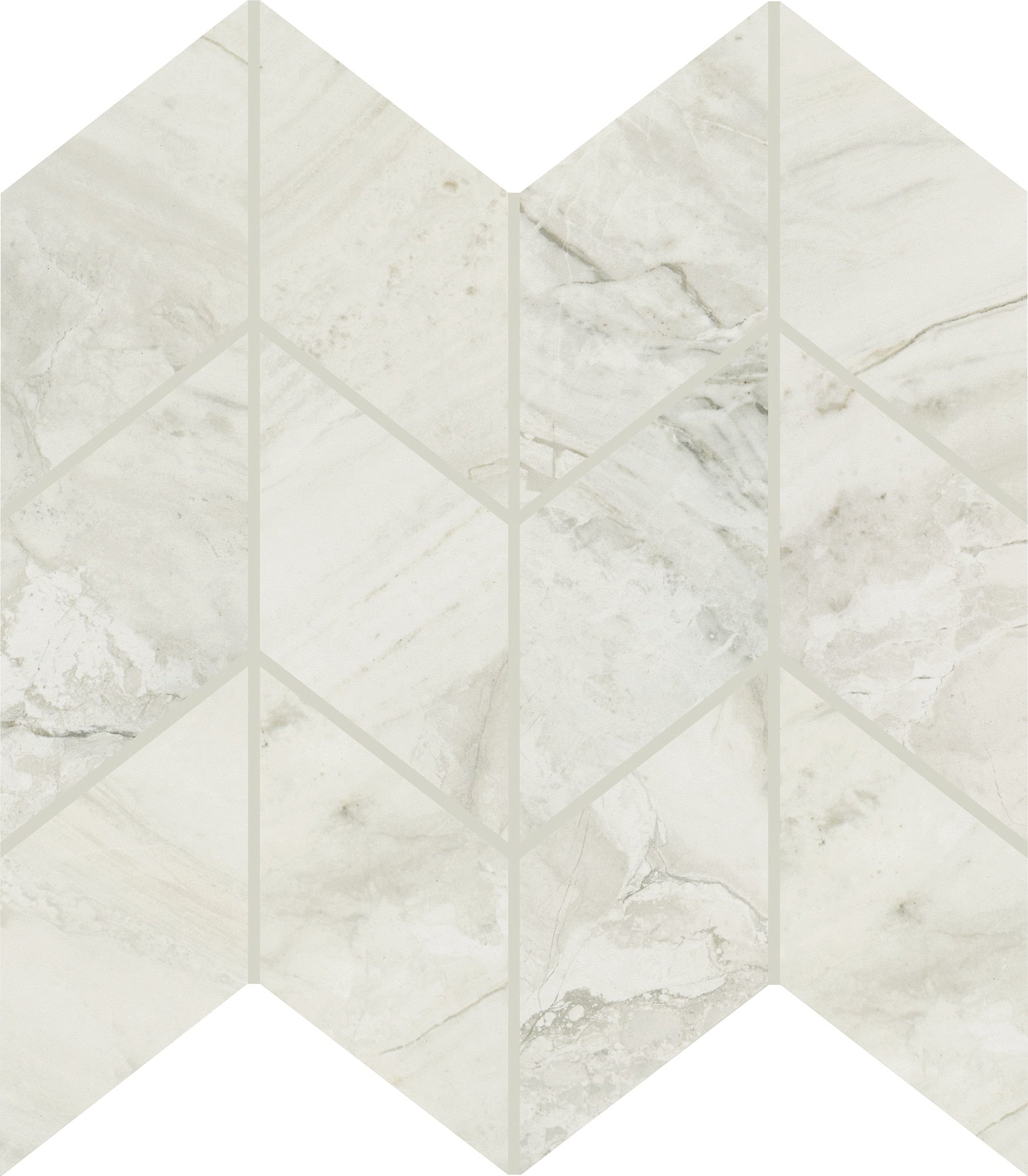 Daltile Famed Iconic marble-look chevron mosaic