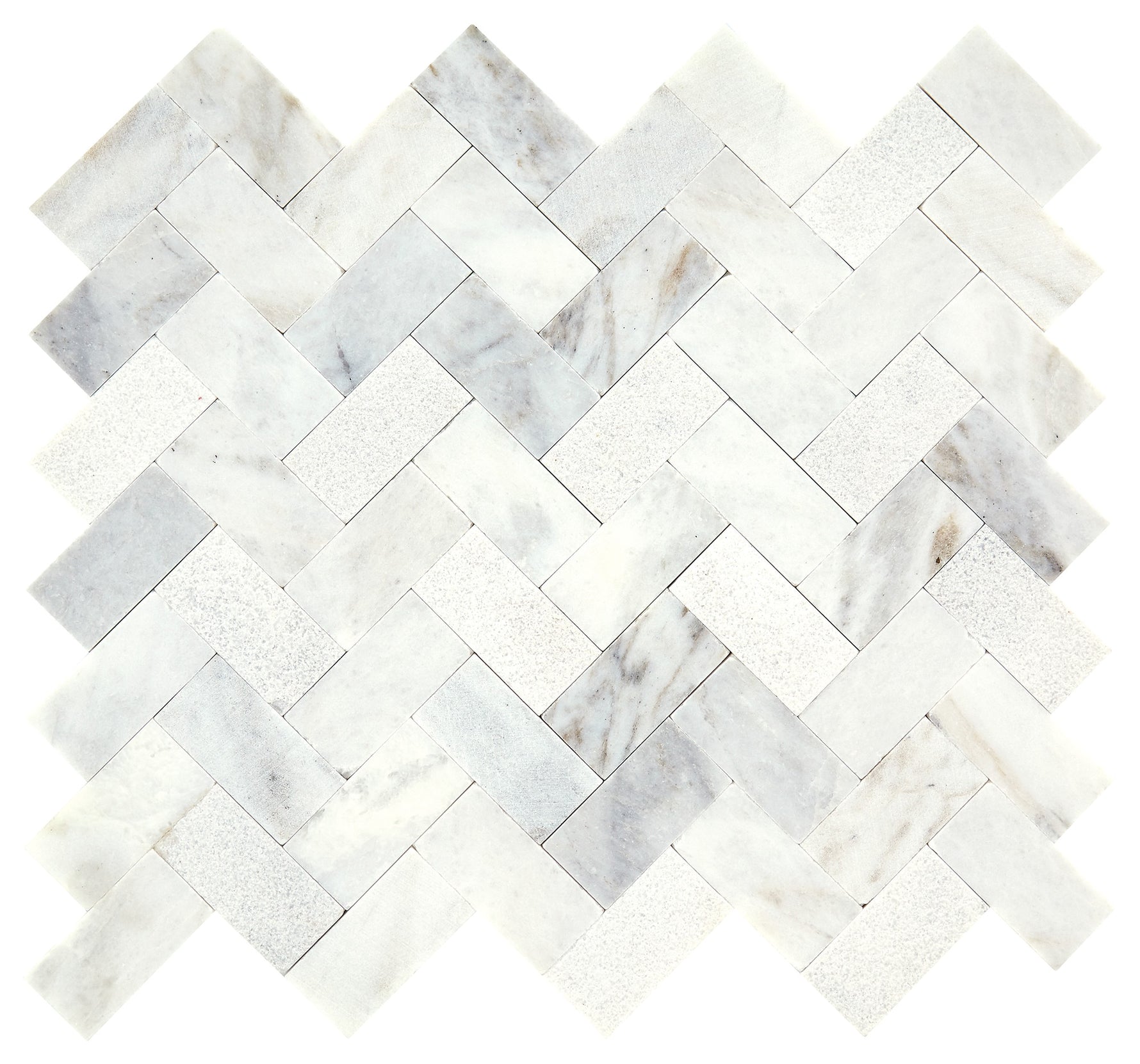 Daltile Minute Mosaix Daphne White herringbone stone mosaic
