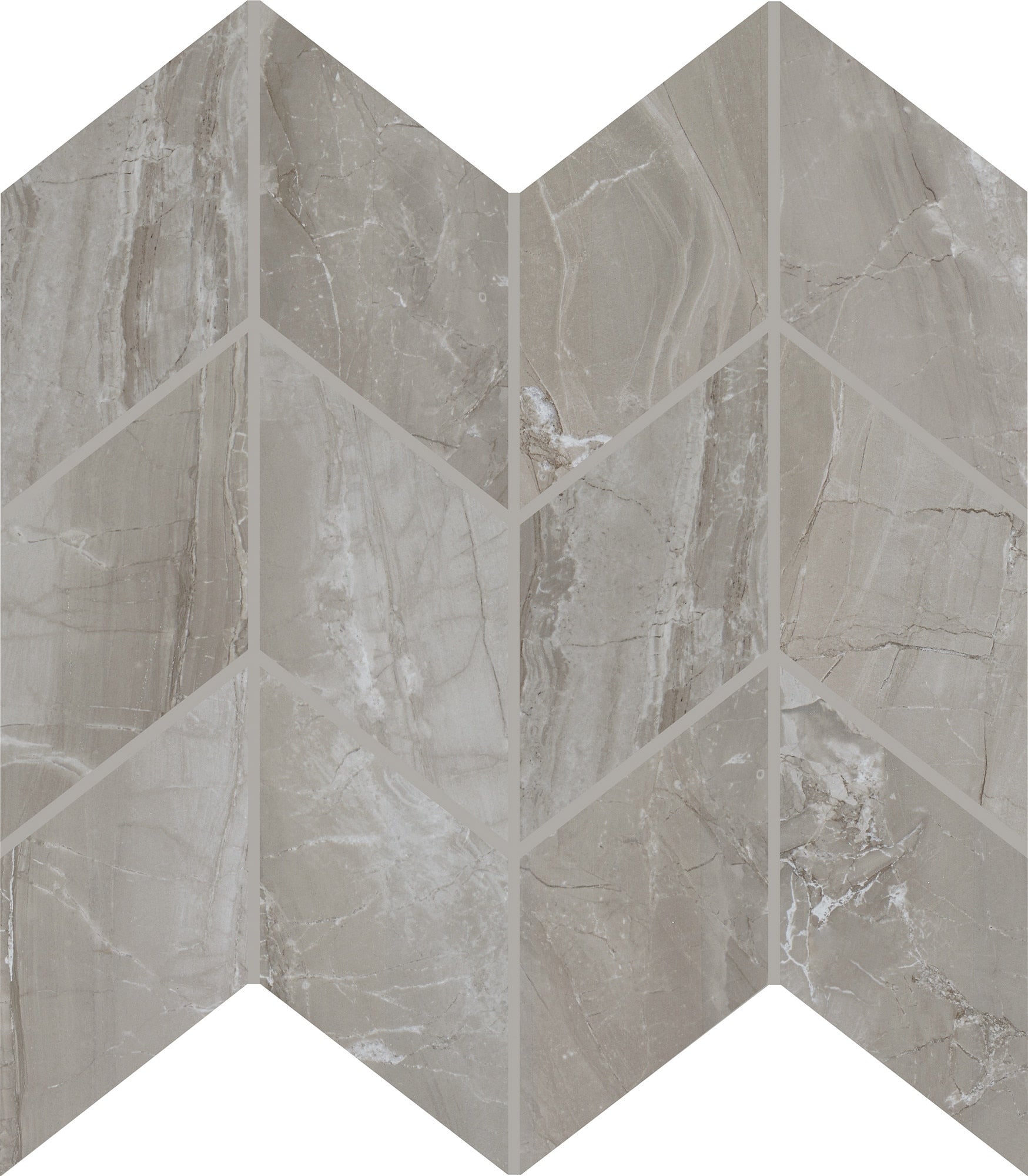 Daltile Famed Fortune marble-look chevron mosaic