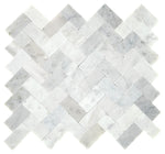 Daltile Minute Mosaix Carrara White herringbone stone mosaic