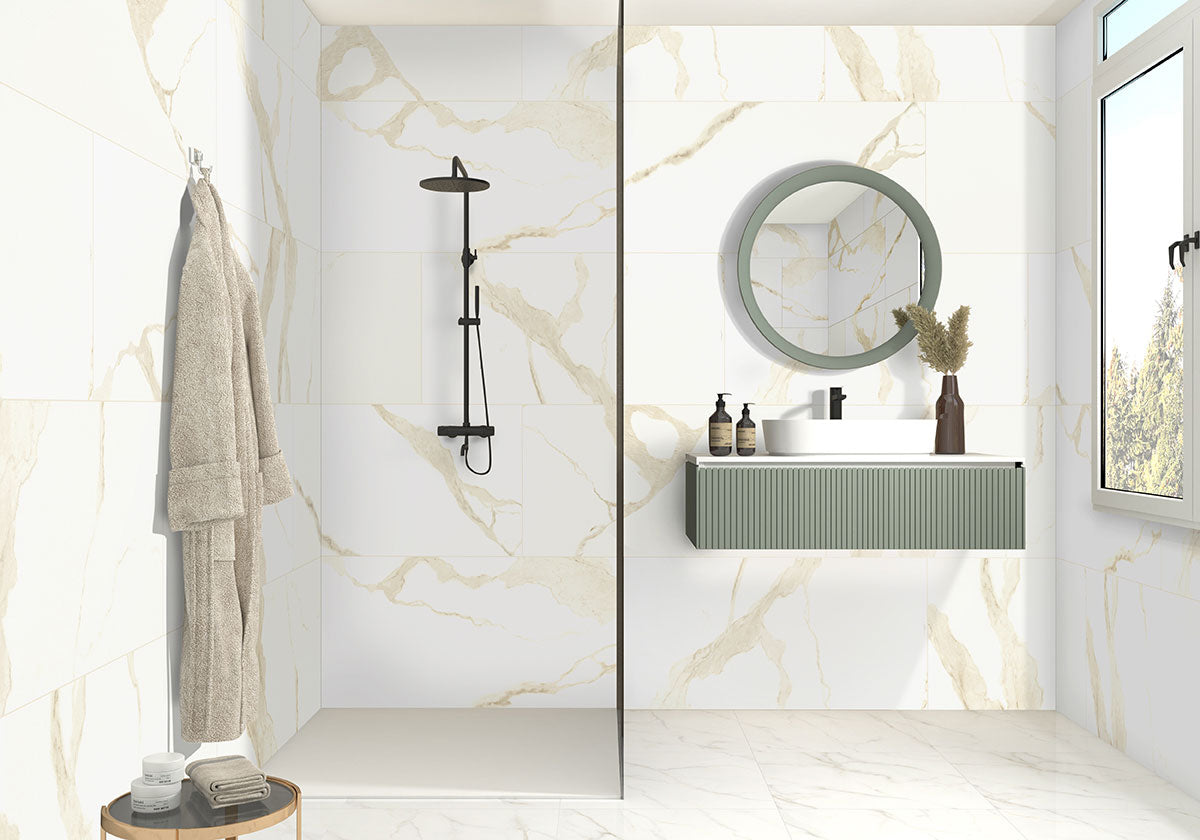 Eden Calacatta porcelain room scene