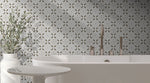 Zaria Elora 8x8 patterned porcelain tile room scene