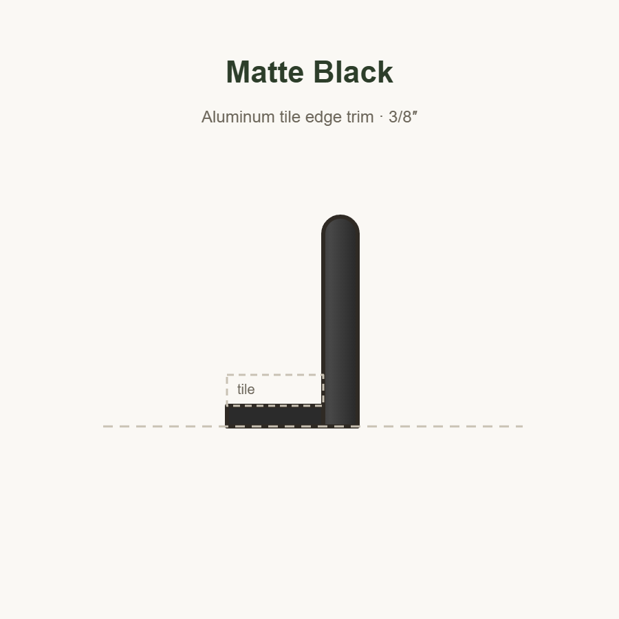 Matte black tile edge trim