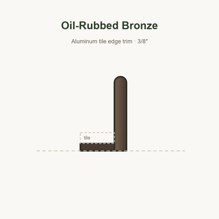 Oil-rubbed bronze tile edge trim