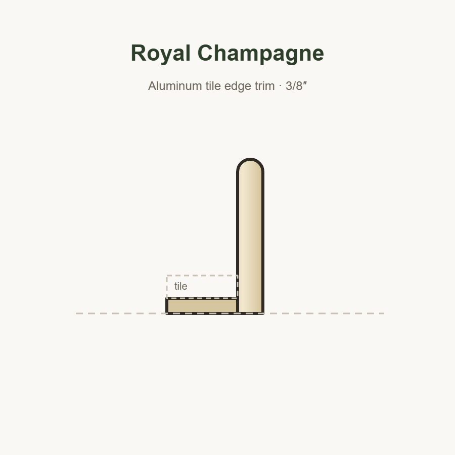 Royal champagne tile edge trim