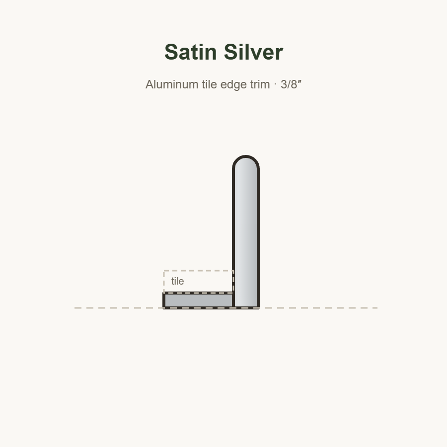 Satin silver tile edge trim