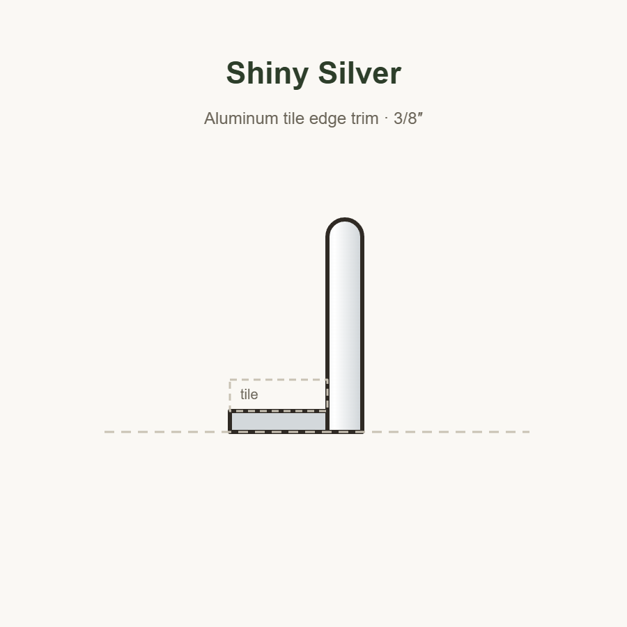 Shiny silver tile edge trim