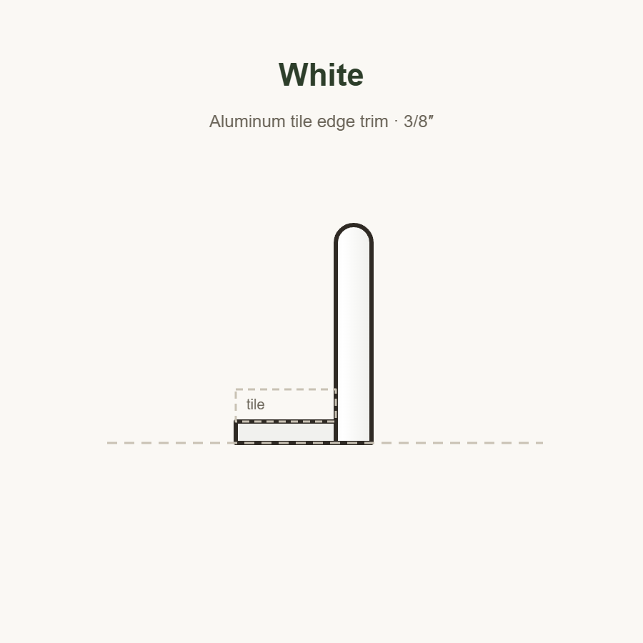 White tile edge trim