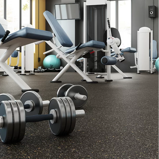 Home ecore gym flooring purchased from Emerald Fern Finishes, designed for impact resistance, durability, and performance training spaces.