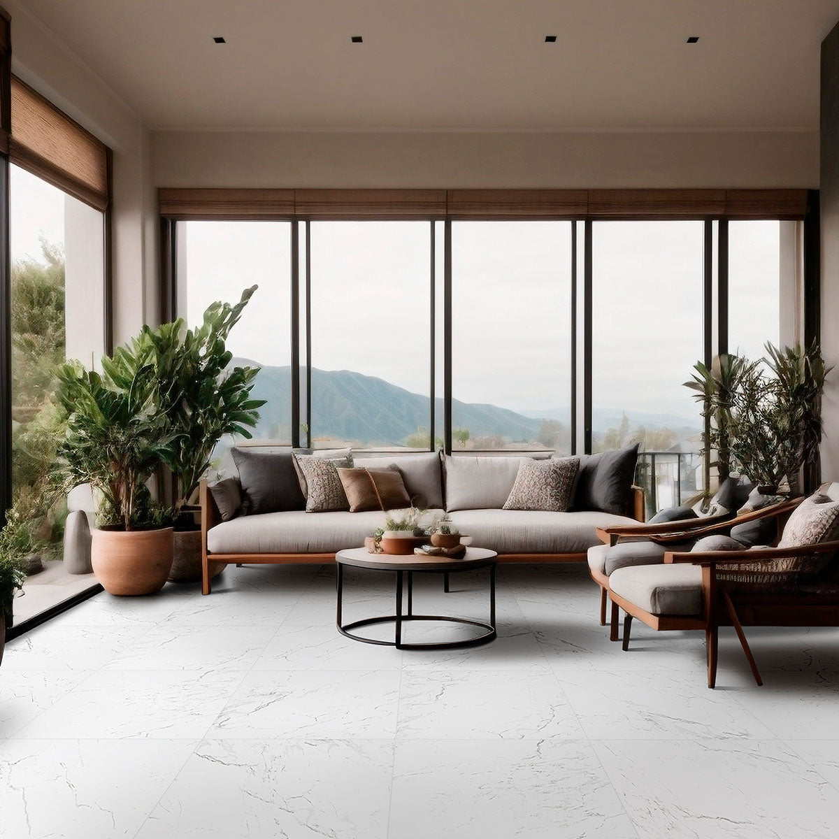 Pietra Carrara porcelain living room