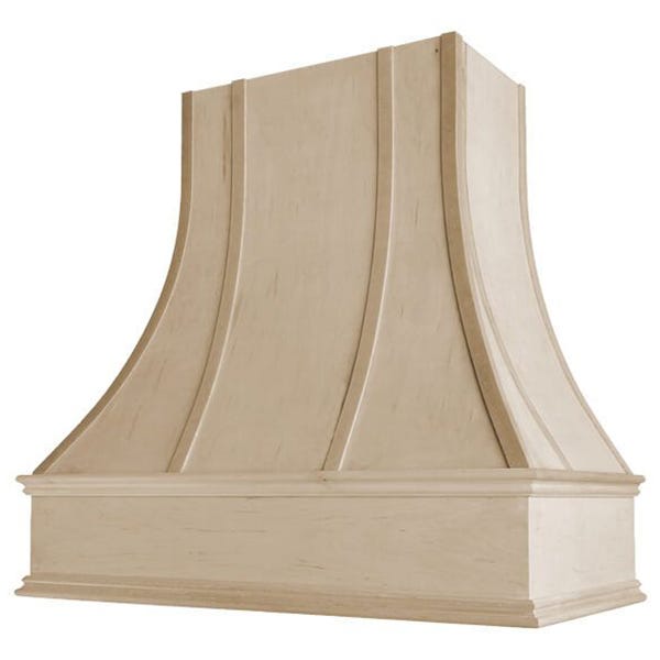 Rose Hill Cabinets Curved With Strapping Wood Range Hood — Quick Ship (Raw / Unfinished) — by Emerald Fern Finishes