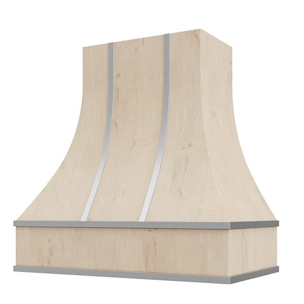 Rose Hill Cabinets Curved With Steel Strapping Wood Range Hood — by Emerald Fern Finishes