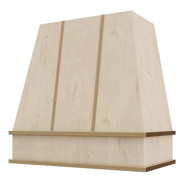 Rose Hill Cabinets Tapered With Brass Strapping Wood Range Hood — by Emerald Fern Finishes