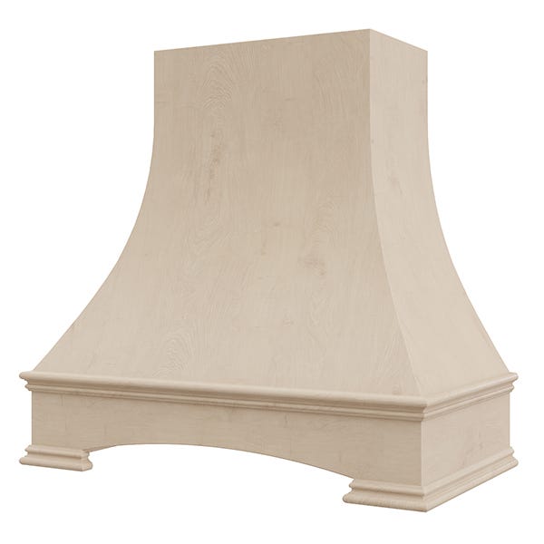 Rose Hill Cabinets Curved With Arched Apron Wood Range Hood — by Emerald Fern Finishes