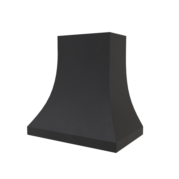 Rose Hill Cabinets Curved Metal Range Hood in Matte Black