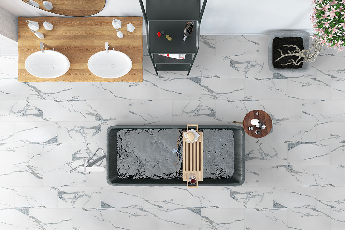 Savoy Azula porcelain tile - room scene