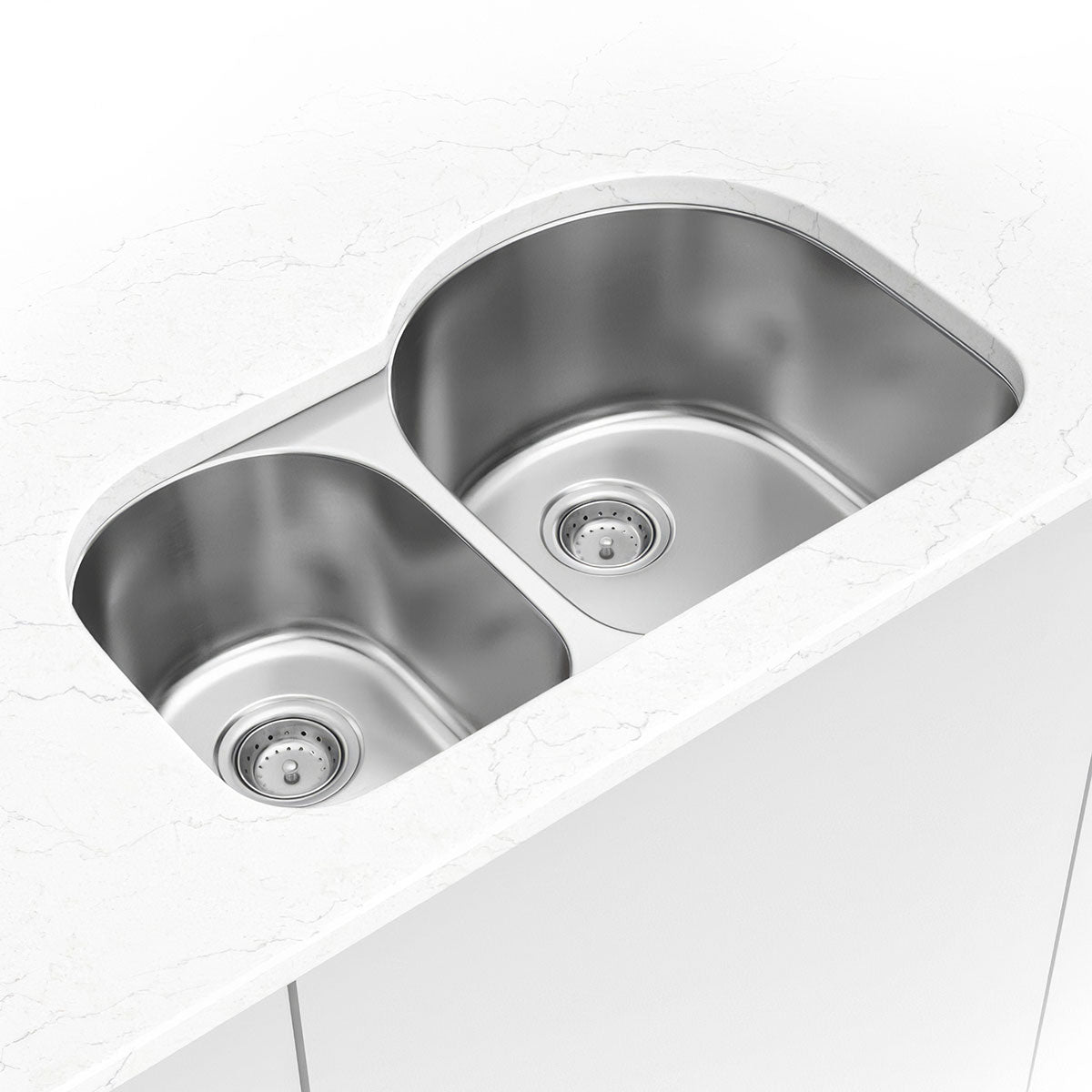 MSI 18-Gauge Stainless Steel 40/60 Double-Bowl Undermount Kitchen Sink 31" x 20" - kitchen scene