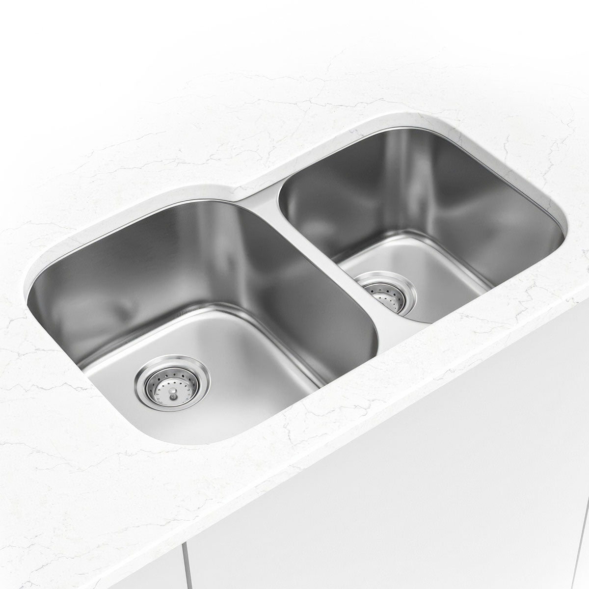 MSI 18-gauge stainless steel 60/40 double-bowl kitchen sink in a kitchen setting