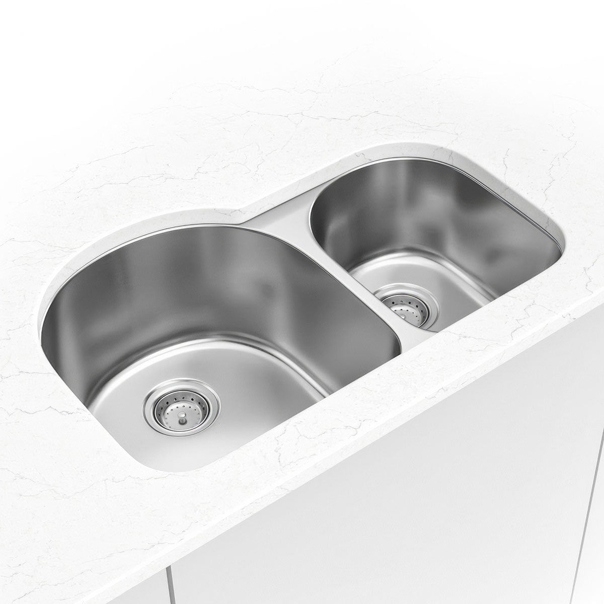 MSI 18-Gauge Stainless Steel 60/40 Double-Bowl Undermount Kitchen Sink 31" x 20" - kitchen scene