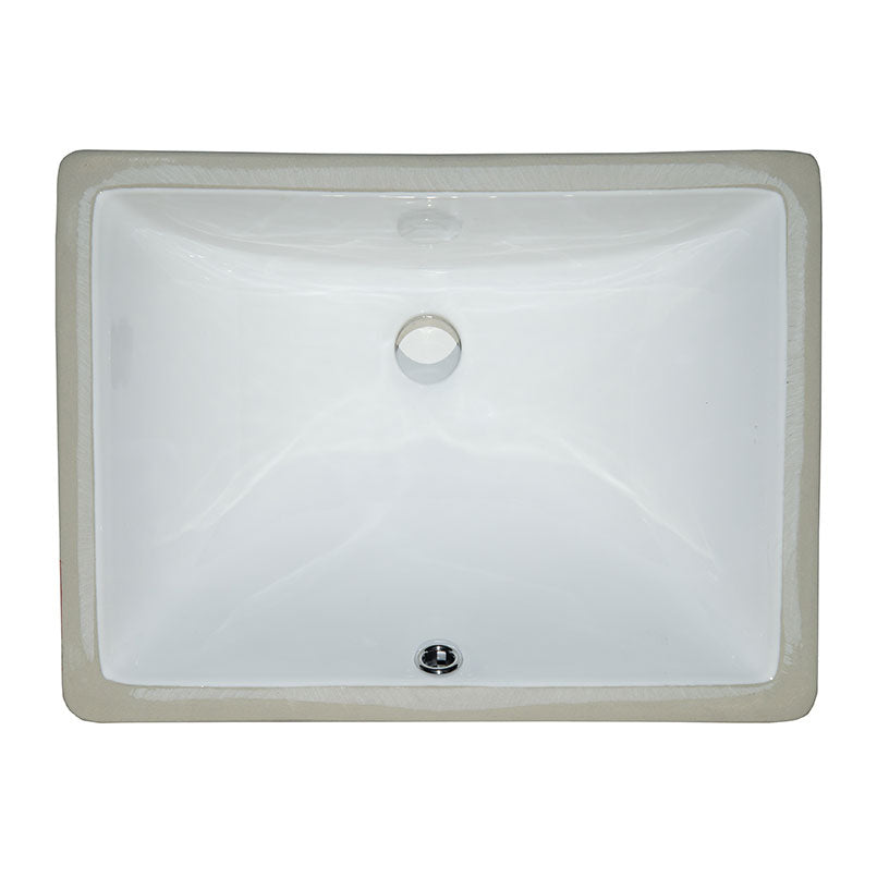 MSI white porcelain rectangular undermount bathroom sink, top view