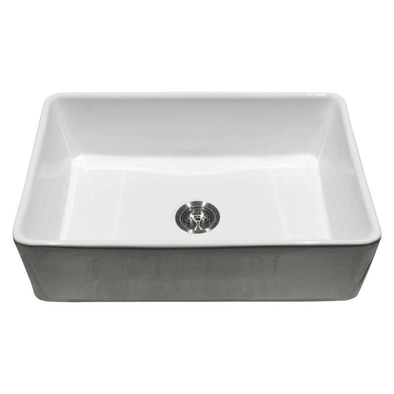 MSI Fireclay Farmhouse Single-Bowl Apron Kitchen Sink - apron front view