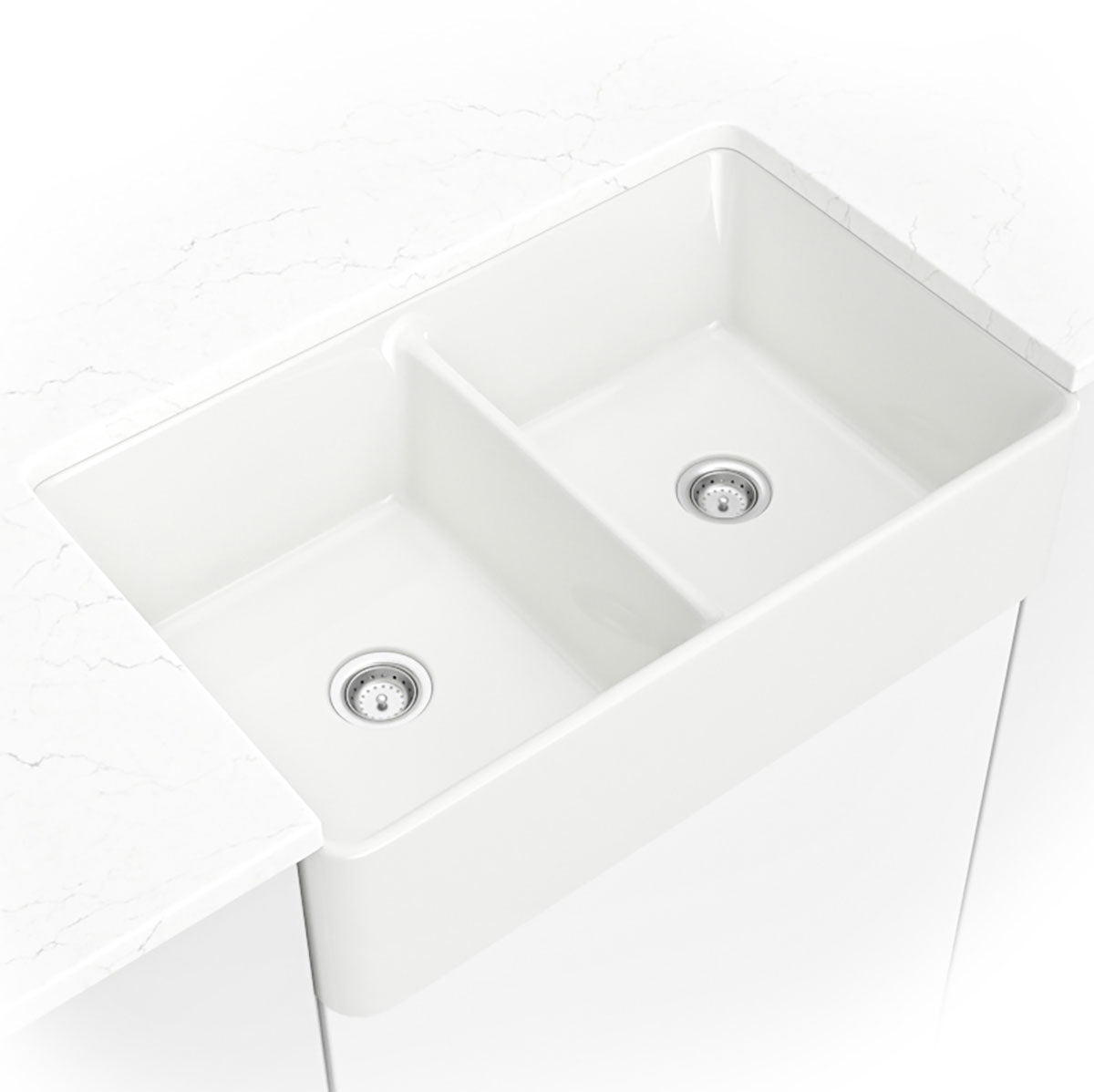 MSI Fireclay Farmhouse Double-Bowl Apron Kitchen Sink - kitchen room scene