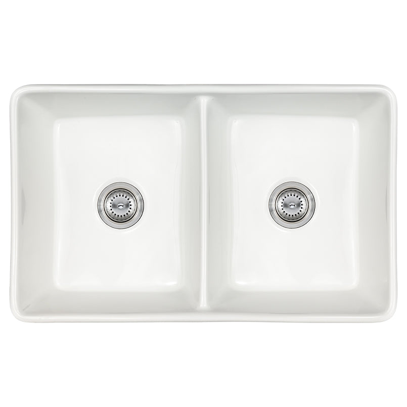 MSI Fireclay Farmhouse Double-Bowl 50/50 Apron Kitchen Sink 32 inch