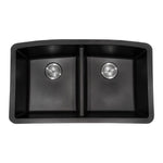MSI quartz composite 50/50 double-bowl kitchen sink in matte black