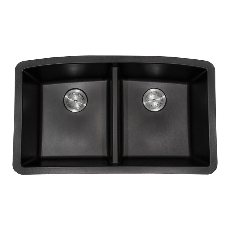 MSI quartz composite 50/50 double-bowl kitchen sink in matte black