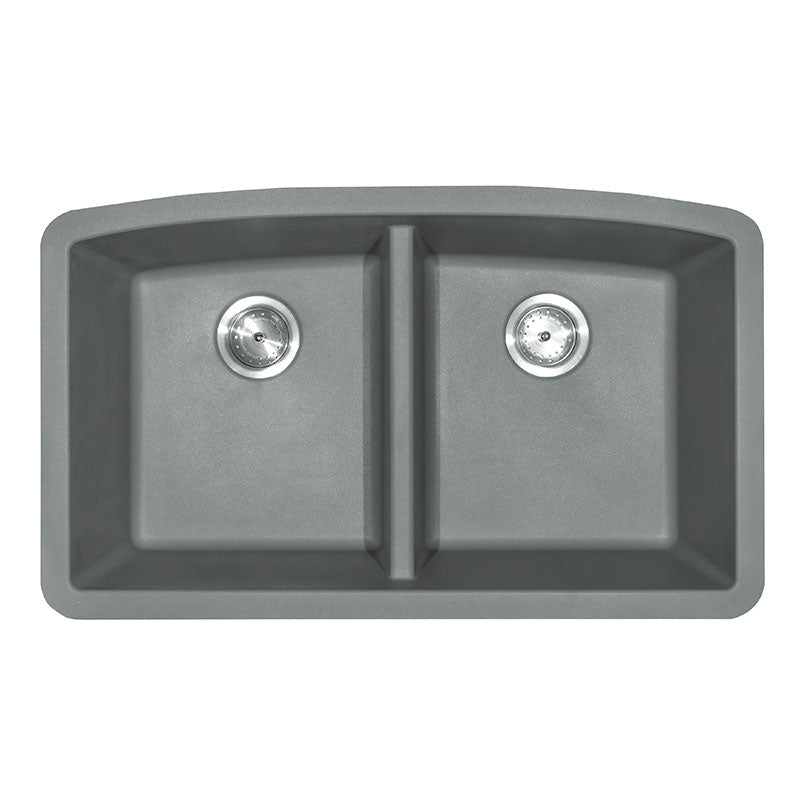 MSI quartz composite 50/50 double-bowl kitchen sink in matte gray