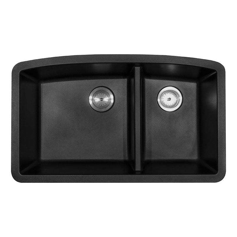 MSI quartz composite 60/40 double-bowl kitchen sink in matte black