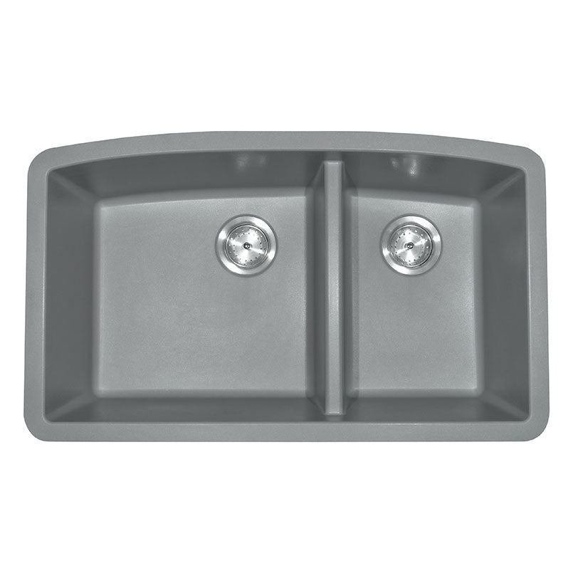 MSI quartz composite 60/40 double-bowl kitchen sink in matte gray