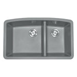MSI quartz composite 60/40 double-bowl kitchen sink in matte gray