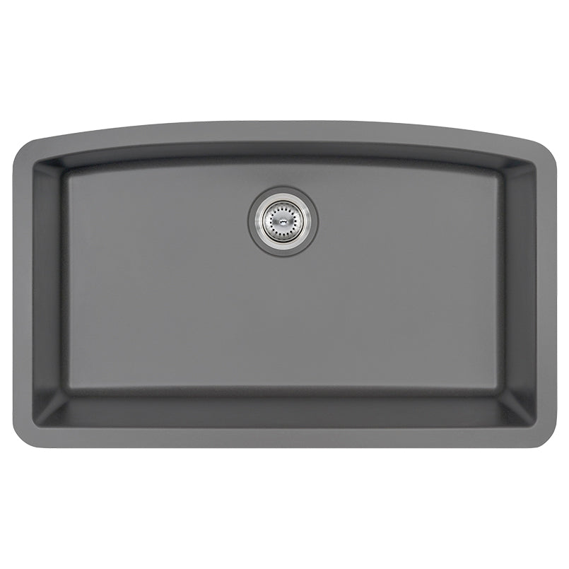 MSI quartz composite single-bowl kitchen sink in matte gray