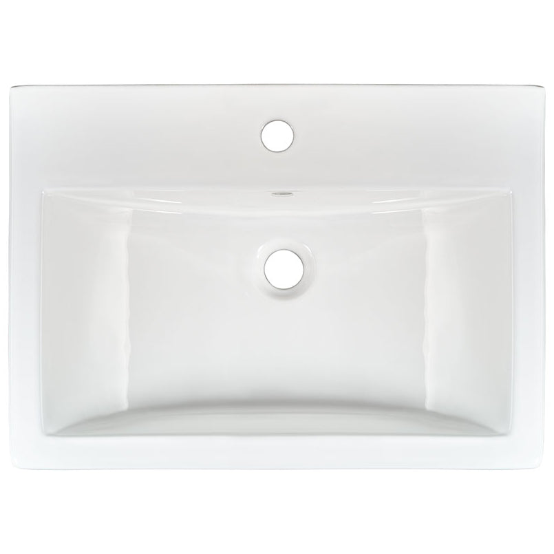 MSI white porcelain rectangular drop-in bathroom sink, top view