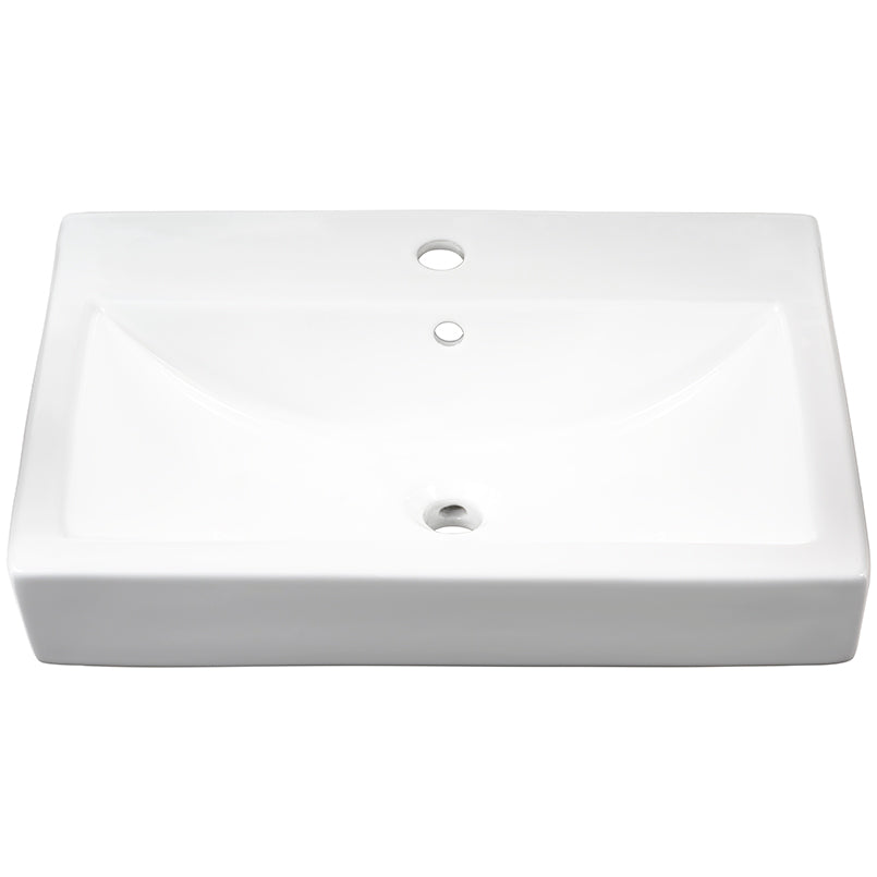 MSI white porcelain rectangular drop-in bathroom sink, front profile view