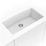 MSI quartz composite single-bowl kitchen sink in white in a kitchen setting