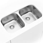 MSI 18-gauge 50/50 double-bowl undermount sink installed in a kitchen