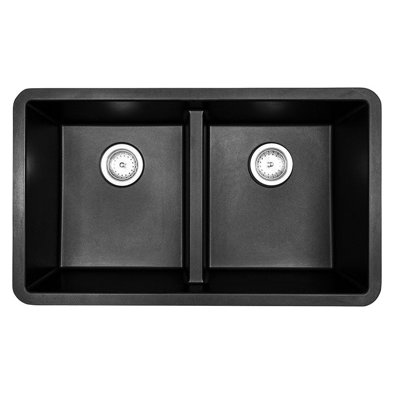 MSI matte black quartz composite 50/50 double-bowl undermount kitchen sink