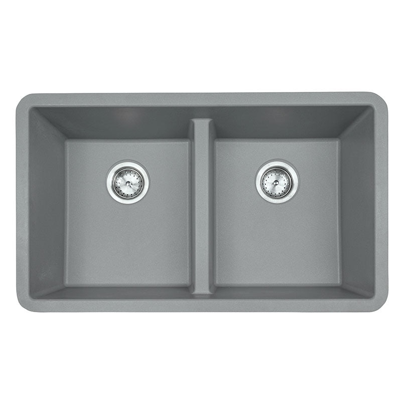 MSI matte gray quartz composite 50/50 double-bowl undermount kitchen sink