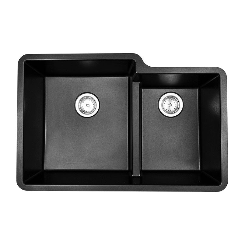 MSI matte black quartz composite 60/40 double-bowl undermount kitchen sink