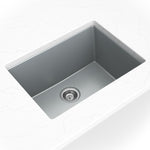 Matte gray quartz bar and prep sink shown in a kitchen scene