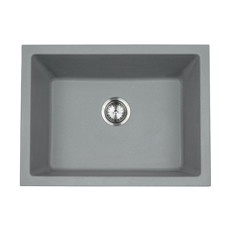 MSI matte gray quartz composite single-bowl undermount bar and prep sink