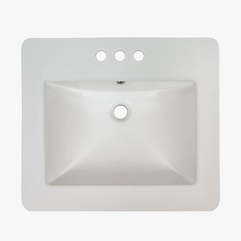 MSI white porcelain rectangular drop-in bathroom sink, top view