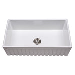 MSI Fireclay Farmhouse Single-Bowl Apron Kitchen Sink - reversible apron front view