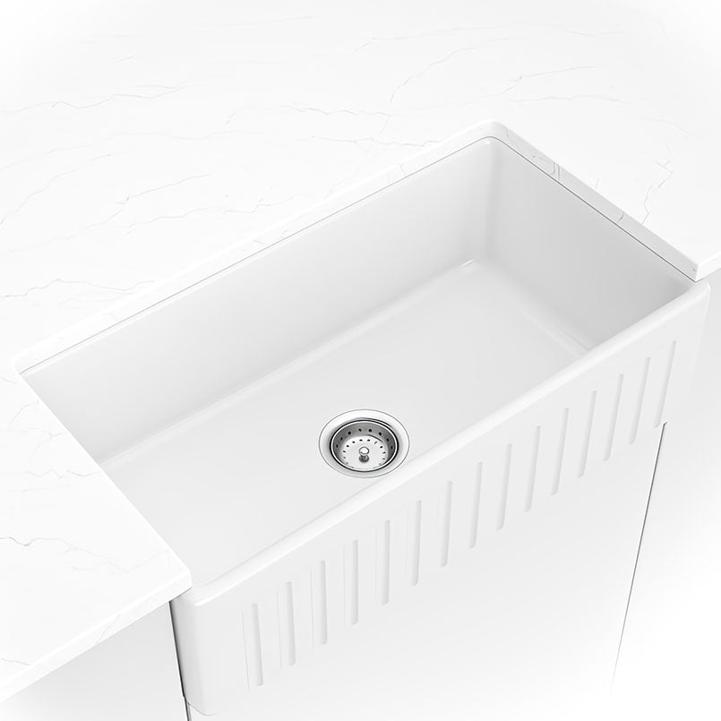 MSI Fireclay Farmhouse Single-Bowl Apron Kitchen Sink - kitchen room scene